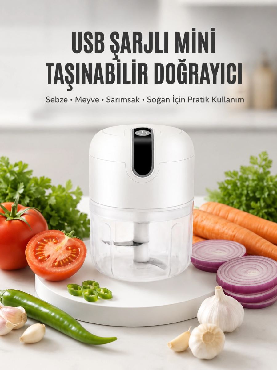 Rondo Doğrayıcı 250 Ml Taşınabilir Usb Şarjlı Pratik El Rondo Blender Yeni Nesil