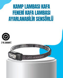 Kamp Lambası Kafa Feneri Kafa Lambası Ayarlanabilir Sensörlü Şarjlı - 1