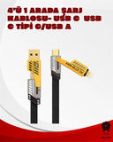 Dönüştürülebilir 4 Başlıklı Hızlı Şarj Kablosu – 1.2m, 65w, Dayanıklı Ve Esnek Tasarım - 1