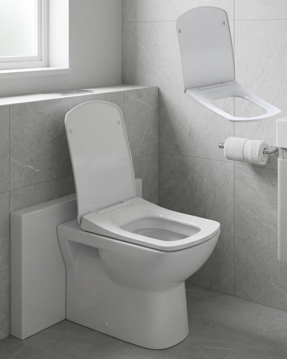 Kare Slim Klozet Kapağı Sessiz Kapanma Dayanıklı Tasarım