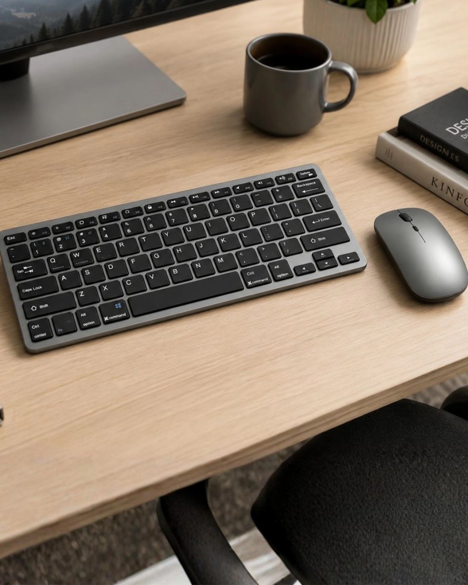 Şarjlı Kablosuz Klavye Ve Mouse Seti Kompakt Taşınabilir Tasarım