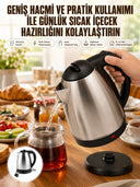 Kettle Su Isıtıcı C F Priz Uyumlu 220 - 240 V Paslanmaz Çelik Kablolu - 1