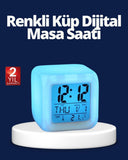 Renk Değiştiren Led Alarmlı Dijital Küp Masa Saati - 1