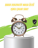 Nostaljik Bronz Metal Alarmlı Masa Saati Büyük Boy Dekoratif Ve Şık Tasarım - 1