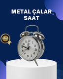 Alarmlı Dekoratif Yuvarlak Masa Saati Gümüş Renk Sessiz Ve Işıklı - 1