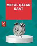 Dekoratif Gümüş Işıklı Alarmlı Masa Saati Sessiz Mekanizma - 1