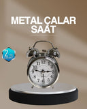 Dekoratif Yuvarlak Gümüş Sessiz Işıklı Masa Üstü Çalar Saat Alarmlı Ve Şık Tasarım - 1