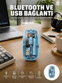 Bluetooth 5.2 Destekli Mavi Pilli Kablosuz Mouse Yeni Nesil - 1