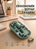 Bluetooth Ve 2.4g Usb Destekli Pilli Kablosuz Şeffaf Mouse Yeni Nesil - 1