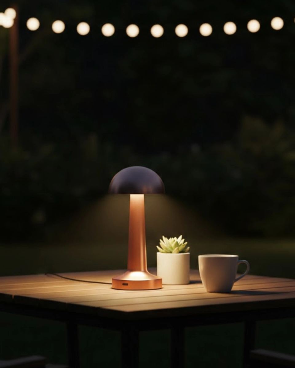 Modern Bronz Masa Lambası 3 Renk Led Dokunmatik Şarjlı Model