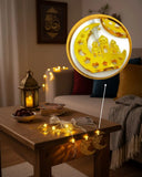 Ramazan Minare Detaylı Hilal Led Işık Günışığı Sarı Metal Süs - 3