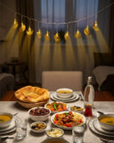 Minareli Hilal Led Işık Gold Metal Gövdeli Pilli Ramazan Dekoru - 4