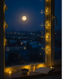 Pilli Minareli Hilal Led Işık Gold Metal Ramazan Dekorasyonu - 2