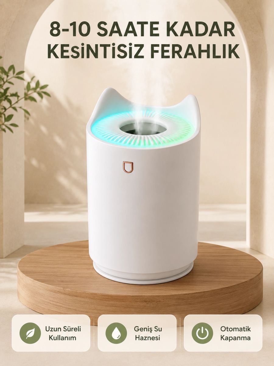 Ultrasonik Hava Nemlendirme Cihazı 7 Renk Led Aromaterapi Difüzör