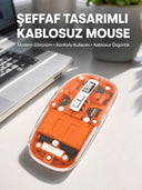 Mouse Fare Kablosuz Mouse Fare Şarjlı Bluetooth Sessiz 5 Tuşlu Şeffaf - 1