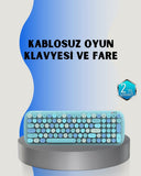Retro Tarz Kablosuz Klavye Mouse Seti – 104 Tuşlu, Ergonomik Tasarım - 1