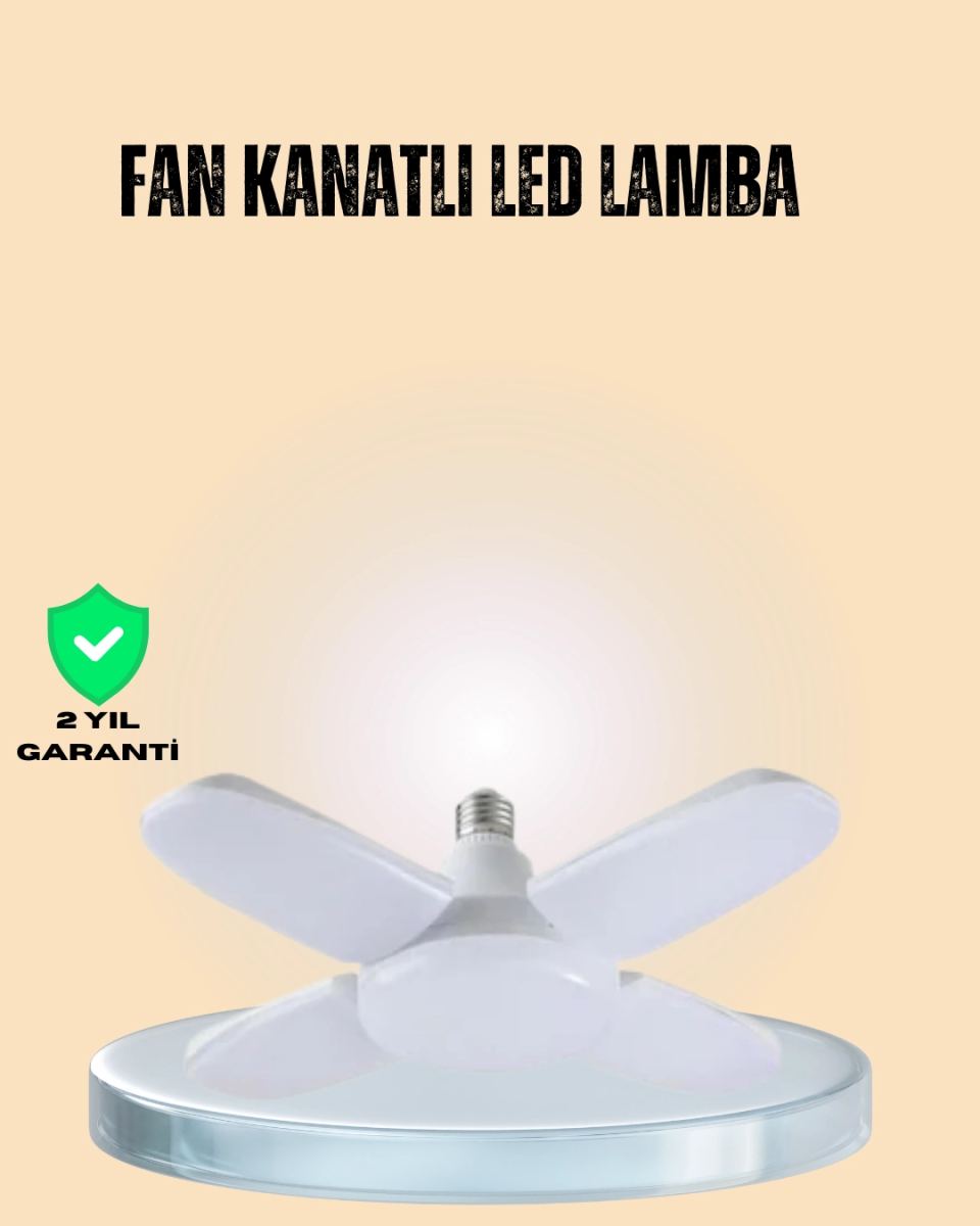 Yüksek Işık Güçlü Led Ampül 4 Kollu Katlanır Pervane Tasarım