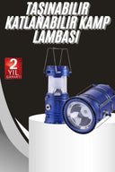 Kamp Lambası Solar Şarjlı Kızaklı Kamp Feneri Led Lamba Işıldak - 1