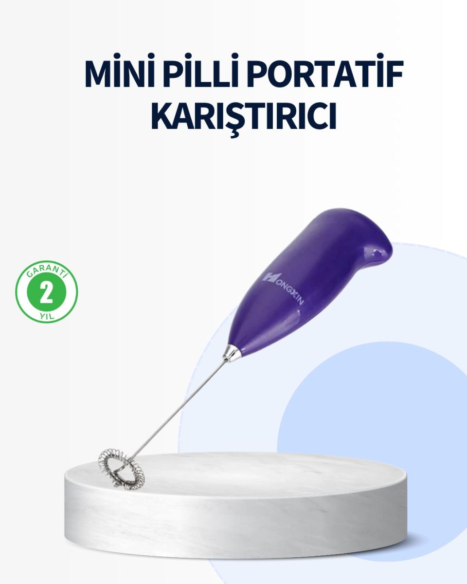 Mini Pilli Portatif Karıştırıcı – Cappuccino, Latte, Frappe Ve Kahve Köpürtücü