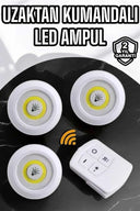 Spot Lamba Led Işık 3'lü Uzaktan Kumandalı Pilli Yapışkanlı Kablosuz Yeni Nesil - 2