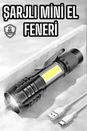 El Feneri Led Usb Şarjlı Zoom Mini Led Işık Acil Durum Feneri - 2