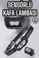 Kafa Lambası Kamp Lambası Sensörlü Şarjlı Ayarlanabilir - 2