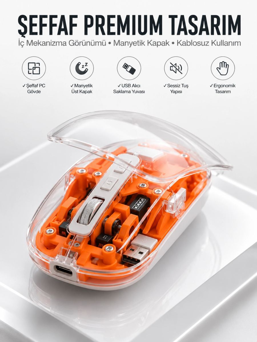 Fare Mouse Çift Modlu Kablosuz Bağlantılı 2.4ghz Destekli Yeni Nesil
