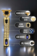 Tıraş Makinesi Şarjlı Profesyonel Saç Kesme Makinesi Gold Çizik Tıraş - 1