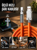 3 İn 1 Süper Hızlı Şarj Kablosu Android Ve İos Uyumlu Silikon Şarj Kablosu - 1