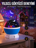 Yıldız Görünümlü Gece Lambası Renkli Masa Lambası Gökyüzü Projeksiyon - 1