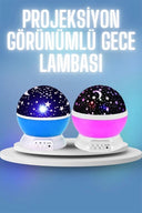 Renkli Yıldızlı Gökyüzü Projeksiyon Gece Lambası Pilli Ve Usb Kablolu - 2