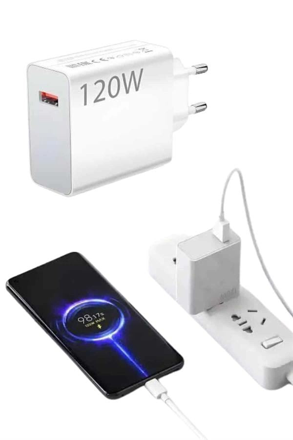 Type C Yüksek Hızlı Şarj Aleti Beyaz 120w Ultra Uzun Ömürlü