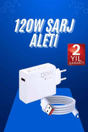 120 Watt Turbo Hızlı Şarj Aleti Seti Hızlı Şarj Adaptörü Beyaz - 2