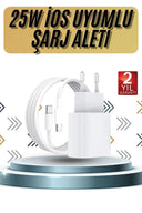 15/pro/pro Max 25w İos Uyumlu Hızlı Şarj Aleti Adaptörlü Beyaz - 2