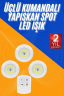 Dolap Işığı Mutfak Rafı Işığı Uzaktan Kumandalı 3 Lü Spot Led Lamba - 2