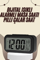 Dijital Masa Saati Termometreli Takvim Çalar Saat Led Ekran Pilli - 2