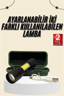 Uzun Menzilli Şarjlı El Feneri Uzun Ömürlü Led Işık Lamba - 2