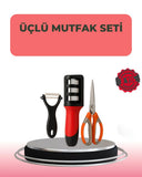 3 Parçalı Çok Fonksiyonlu Mutfak Makas Seti – Paslanmaz Çelik, Ergonomik Tasarım - 1