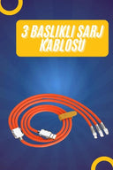 120w Silikon Metal Uçlu Led Işıklı 3 In1 Şarj Kablosu 1.2m - 2