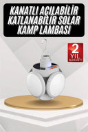 Kamp Lambası Güneş Enerjili Solar 5 Kanatlı Katlanır Lamba Karavan - 1