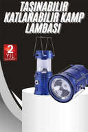 Kamp Lambası Solar Şarjlı Kızaklı Kamp Feneri Led Lamba Işıldak - 2