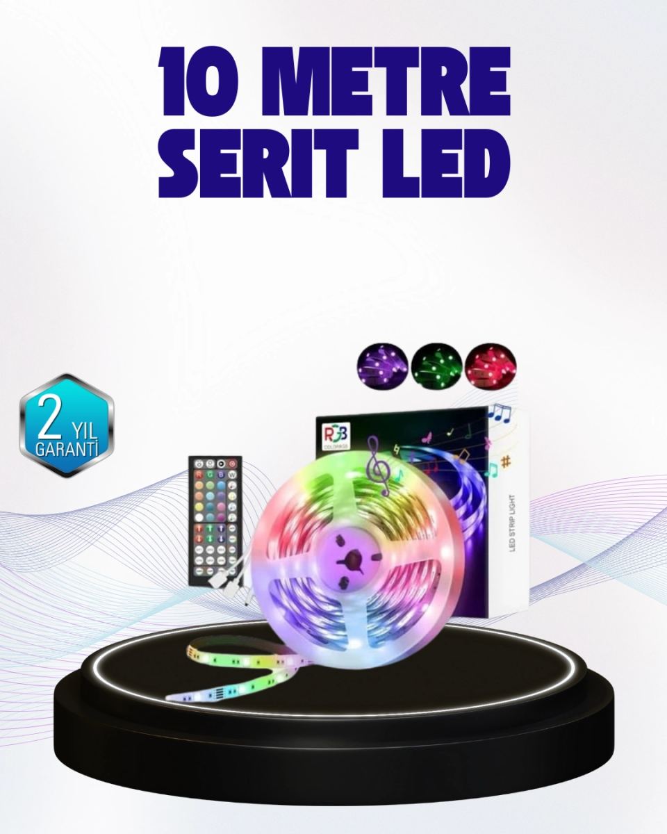 Bluetooth Kontrollü Smart Şerit Led 10m Sese Duyarlı Rgb Aydınlatma