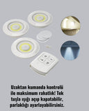 Çok Amaçlı Kullanım İçin Kablosuz Yapışkanlı 3 Lü Uzaktan Kumandalı Led Spot Lamba - 3