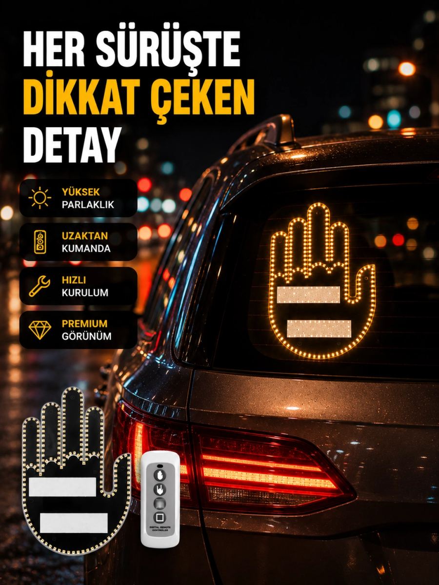 Uzaktan Kumandalı Led El Park Uyarı Cihazı Suya Dayanıklı Enerji Tasarruflu