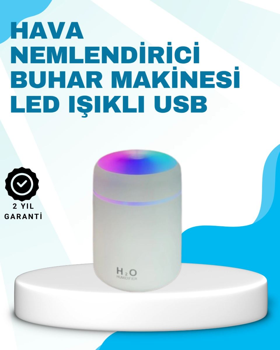 Led Işıklı Sessiz Masaüstü Nemlendirici – 3 Buhar Modu