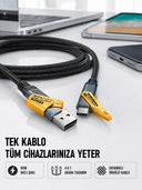 Örgülü Tasarım 4’ü 1 Arada Usb-c Lightning Hızlı Şarj Kablosu - 1