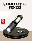Küçük Boy Şarjlı Led El Feneri Taşınabilir Klipsli - 1