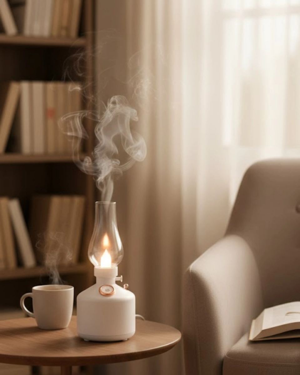 Retro Led Işıklı 1200 Mah Şarjlı Aroma Difüzörü 280 Ml Su Kapasiteli