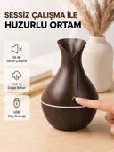 Ahşap Desenli Aromaterapi Difüzör 130 Ml Ultrasonik Ve 7 Renk Led Işıklı - 1
