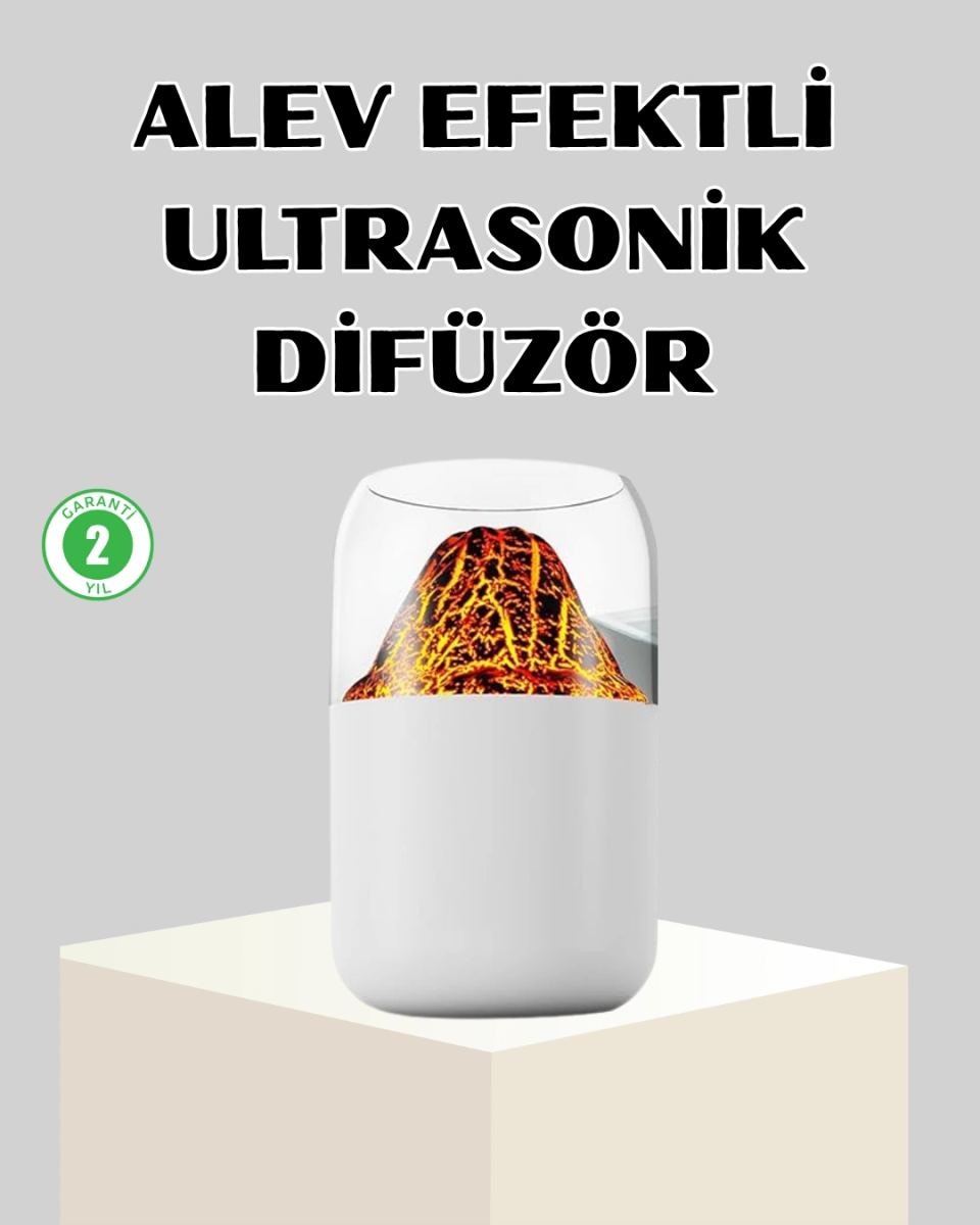 Ultrasonik Alev Efektli Aromaterapi Difüzörü Usb Şarjlı Ve Otomatik Kapanma Özellikli